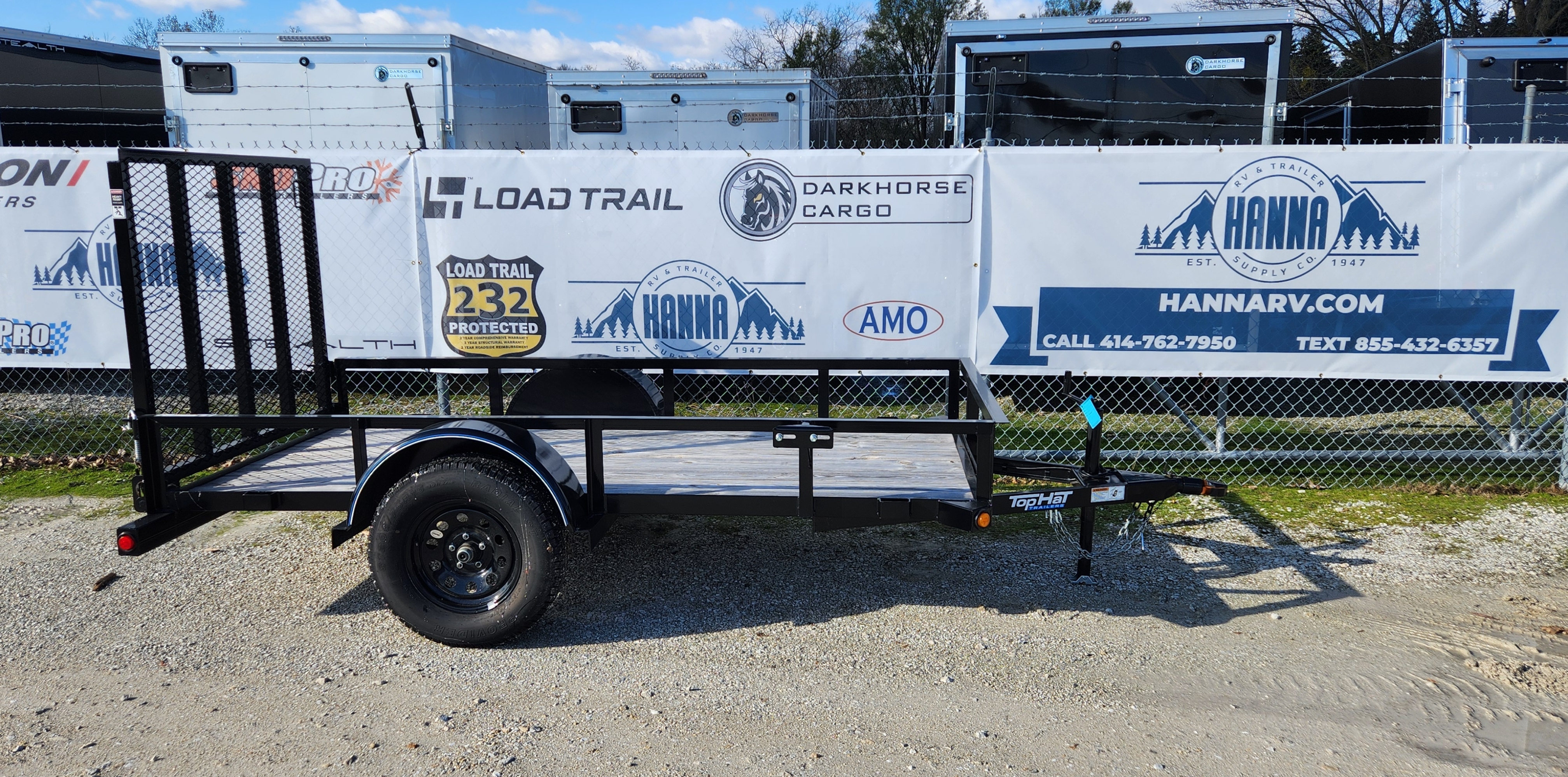 Top Hat 5 X 10 Steel Single Axle Utility Trailer with Ramp Gate, 12" High Steel Side Rails